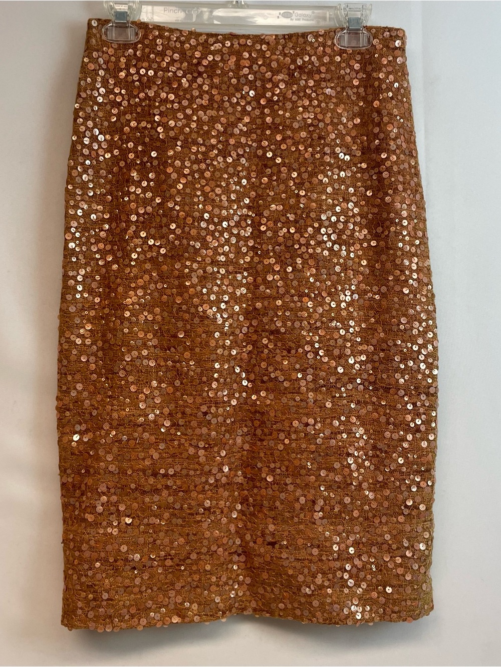 David Meister Copper Sequin Pencil Skirt